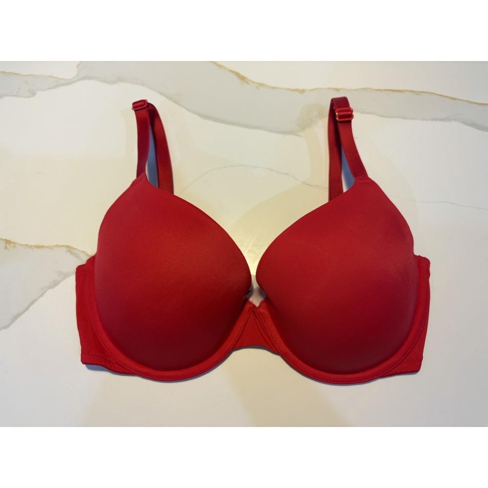 PINK VS Red Smooth T-Shirt Bra (Lightly Lined) Size 32DD / 70